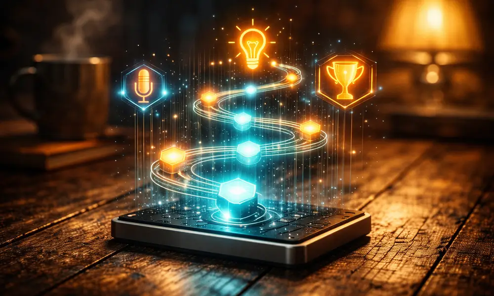 A visually appealing design for the Mastery Academy featuring interactive paths and progress tracking